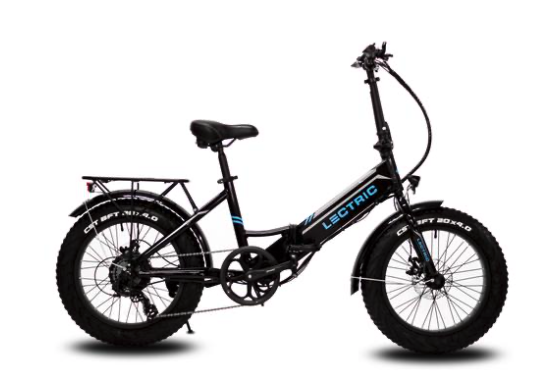 Black, step-thru, foldable e-bike from Lectric