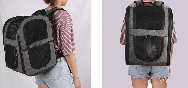 Cat Backpack how it's worn on a person